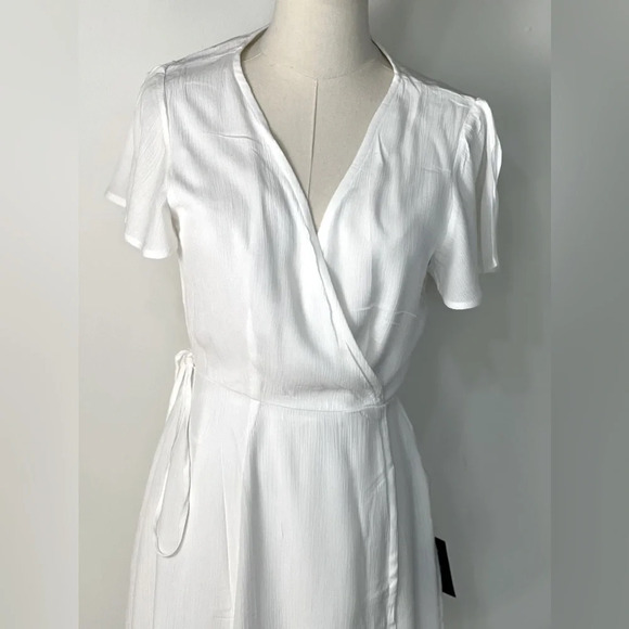 Lulu’s Harbor Point White Sheer Chiffon Wrap Dress Size Small and Medium - Picture 4 of 13